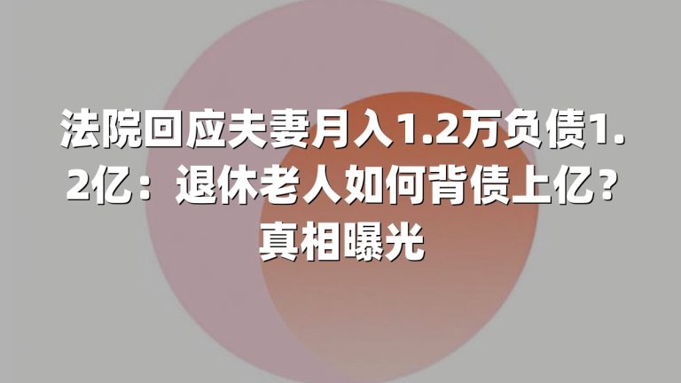 法院回应夫妻月入1.2万负债1.2亿：退休老人如何背债上亿？真相曝光