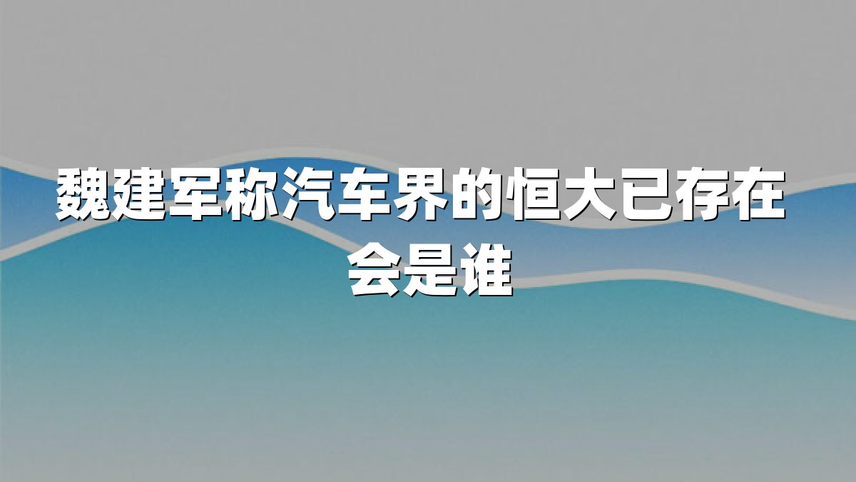 魏建军称汽车界的恒大已存在 会是谁